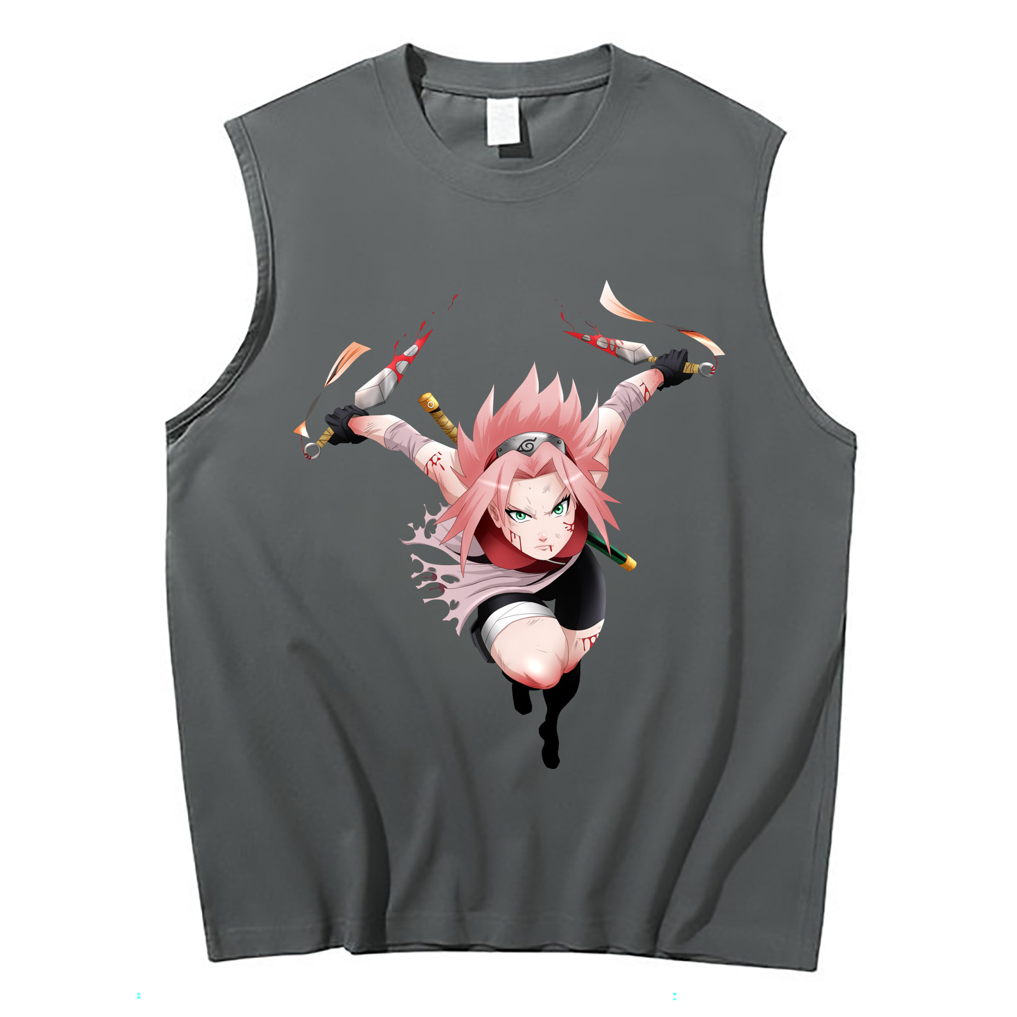 （画像用） NARUTO -ナルト- 春野サクラ Haruno Sakura コットン100％タンクトップ（フロントプリント）